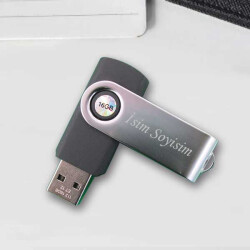 İsme Özel Plastik Metal Usb Flash Bellek | Siyah